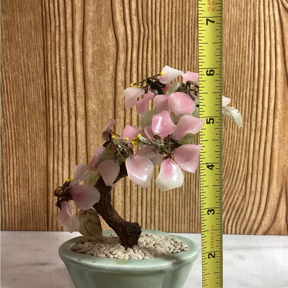 6” Bonsai Cherry Blossom Tree Glass pink and white